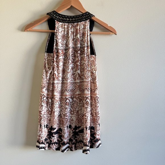 Lucky Brand Split Neck Studded Tank Top Womens Size S Printed - Picture 7 of 8